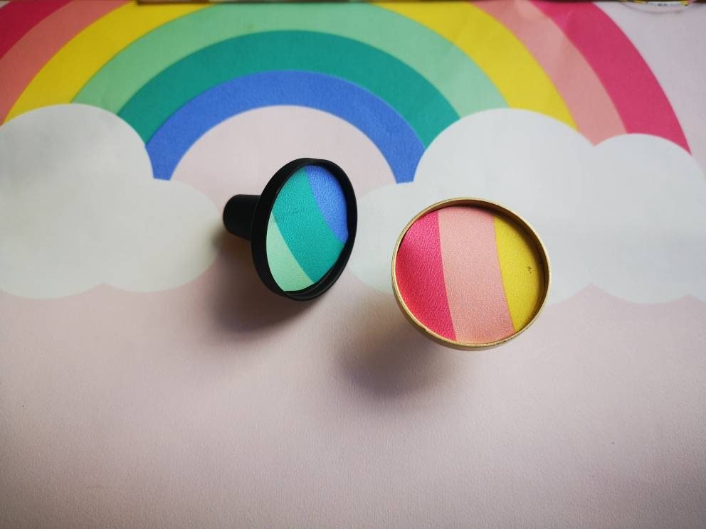 Round craft supply drawer handle for customising in brass or matte black/Black or gold cabinet knobs designed for adding individual inserts