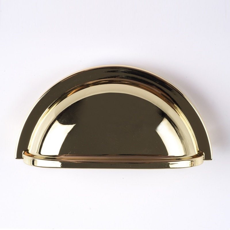 Shiny Gold Cup Handle/Traditional gold semi circle cabinet pull/Gold kitchen hardware/Polished gold drawer pull/Traditional gold hardware