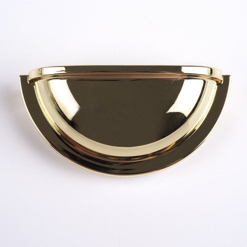 Shiny Gold Cup Handle/Traditional gold semi circle cabinet pull/Gold kitchen hardware/Polished gold drawer pull/Traditional gold hardware