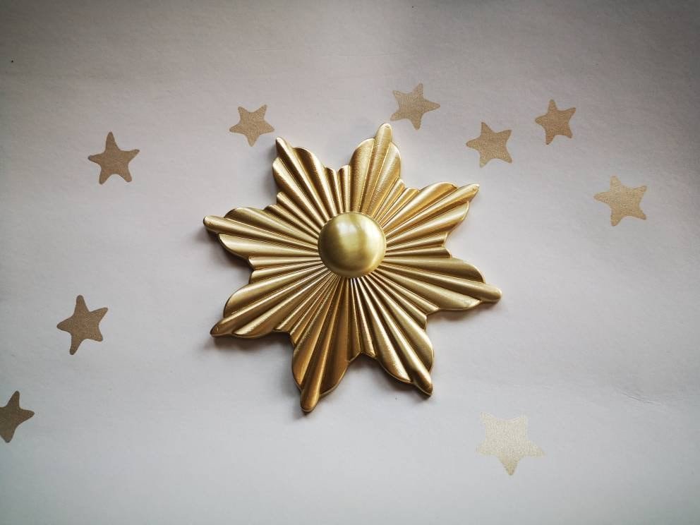 Large Gold Art Deco inspired Sunburst Cabinet Pull/star shaped Door Handle/statement drawer pull/wardrobe door handle/decorative handle
