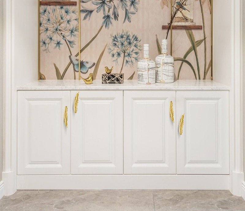 Guardian angel feather design cabinet handle/Gold or Silver bird feather drawer pull/Floating feather door handle/Gold furniture hardware