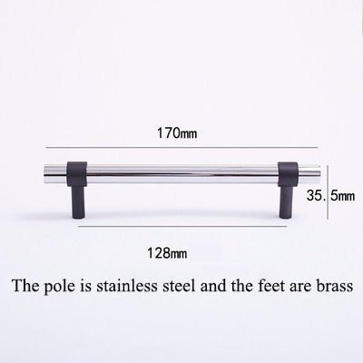 Matte Black and shiny silver stainless steel cabinet bar handle/Silver and black drawer pull/Silver furniture hardware/Monochrome hardware