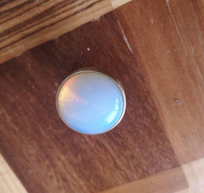 Round moonstone and gold brass drawer pull/opalite cabinet handle/gemstone drawer knob/Semi precious stone hardware/moon stone door handle
