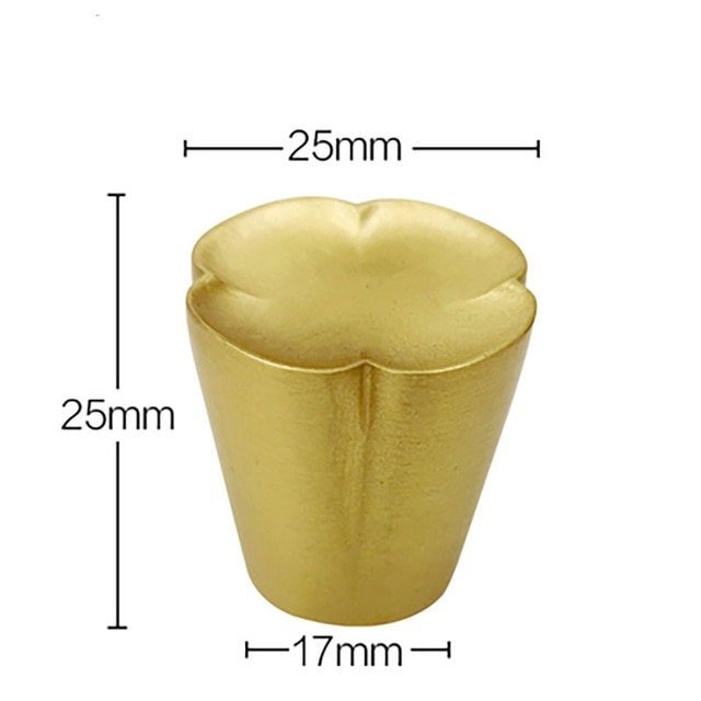 Clover pattern cabinet pull/Gold brass cone shaped drawer knob/Clover shaped door handle/Small brass drawer handle/Brass furniture hardware