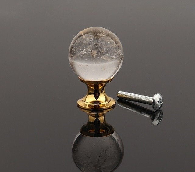 Semi precious stone ball drawer knob/Crystal drawer pull/Round gemstone cabinet handle/Amethyst door knob/Quartz crystal handle/Jade handle