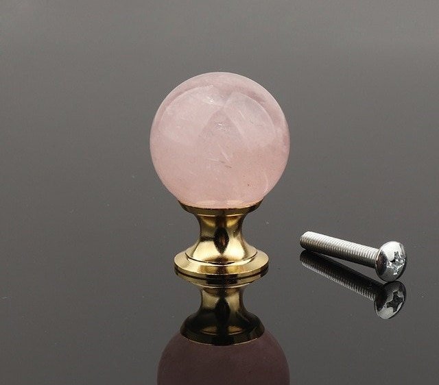 Semi precious stone ball drawer knob/Crystal drawer pull/Round gemstone cabinet handle/Amethyst door knob/Quartz crystal handle/Jade handle