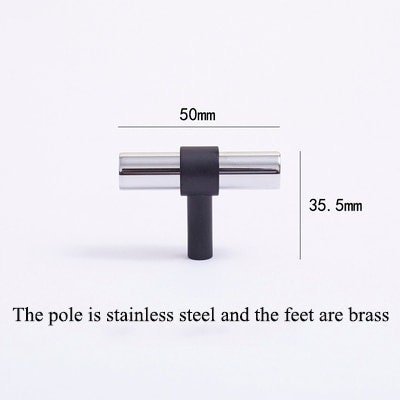 Matte Black and shiny silver stainless steel cabinet bar handle/Silver and black drawer pull/Silver furniture hardware/Monochrome hardware