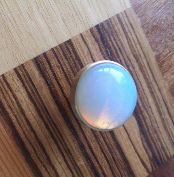 Round moonstone and gold brass drawer pull/opalite cabinet handle/gemstone drawer knob/Semi precious stone hardware/moon stone door handle