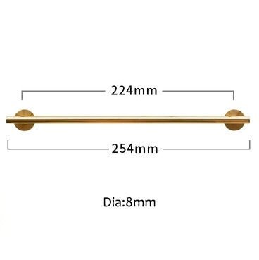 Shiny Gold Brass 8mm or 10mm thick bar pull handle with round backplates/gold drawer pull/kitchen furniture hardware/retro gold door handle