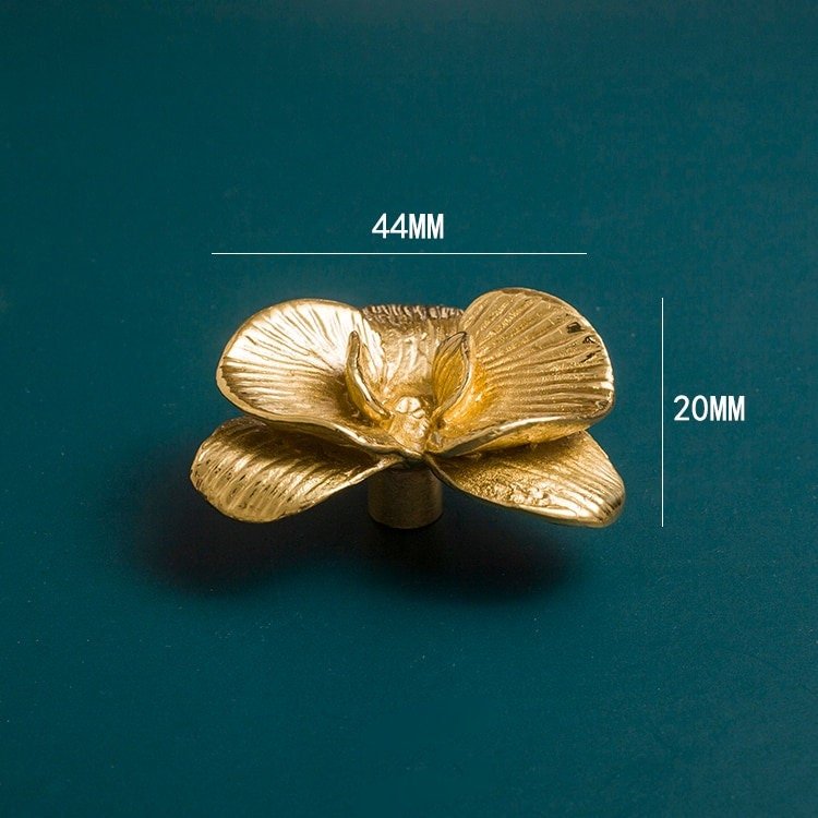 Gold Phalenopsis Orchid Cabinet Pull/Orchid Door Handle/Flower Drawer Knob/Brass Drawer Pull/Furniture Hardware/Tropical Decor/Drawer Handle