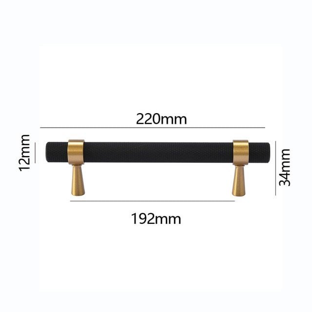 Black and gold knurled cabinet bar handle/textured brass drawer pull/ kitchen cabinet handle/modern furniture hardware/cabinet door handle