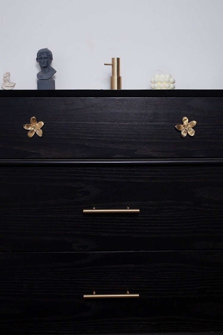 Gold cymbidium door knob/ Exotic flower cabinet pull/Brass flower Door Handle/Orchid drawer pull/ bedroom furniture hardware/orchid flower