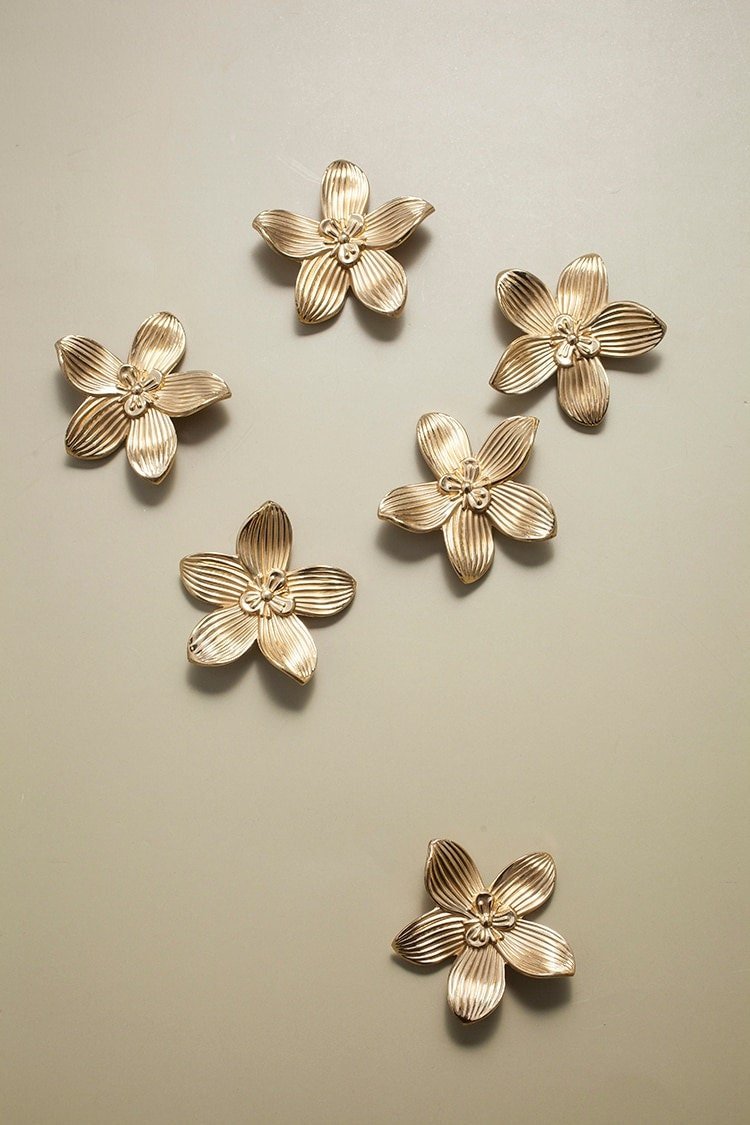 Gold cymbidium door knob/ Exotic flower cabinet pull/Brass flower Door Handle/Orchid drawer pull/ bedroom furniture hardware/orchid flower