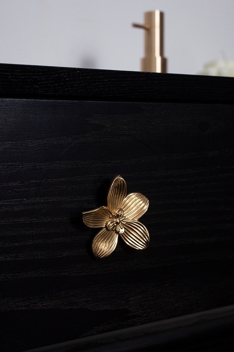 Gold cymbidium door knob/ Exotic flower cabinet pull/Brass flower Door Handle/Orchid drawer pull/ bedroom furniture hardware/orchid flower