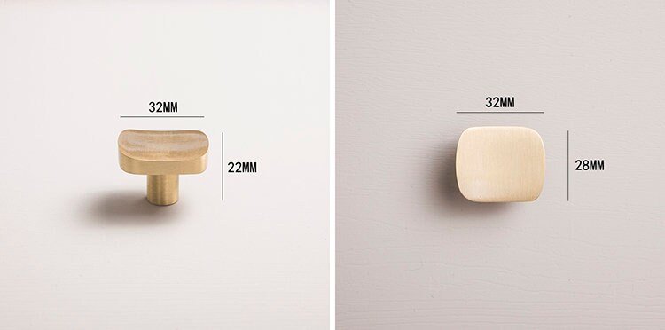 Gold contoured rectangle shaped drawer handle/Solid brass square shaped cabinet handle/Geometric square drawer knob/Brass kitchen hardware