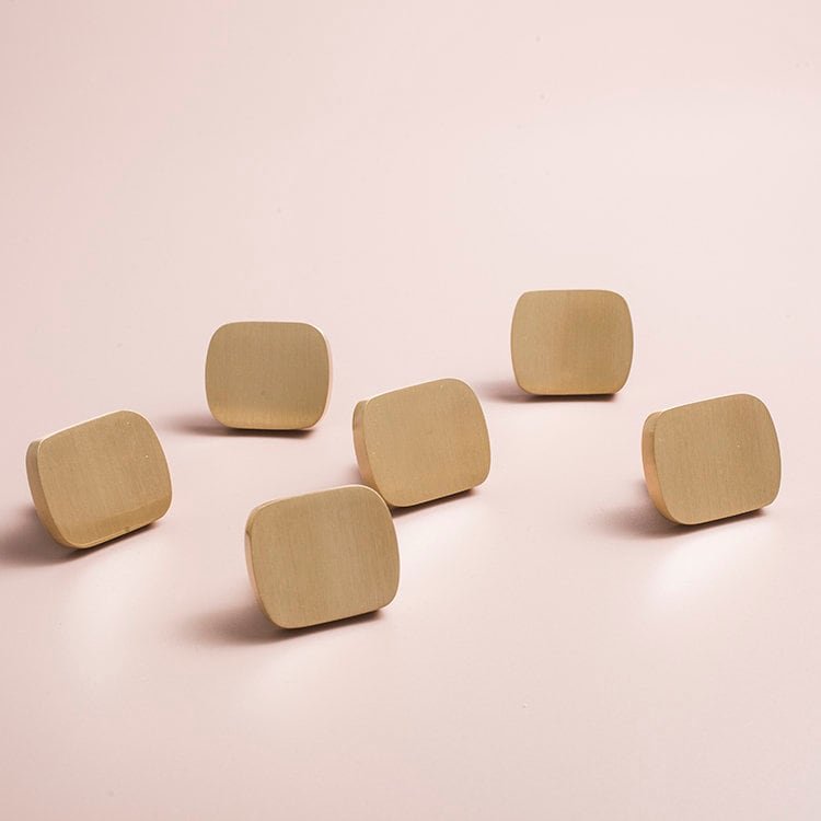 Gold contoured rectangle shaped drawer handle/Solid brass square shaped cabinet handle/Geometric square drawer knob/Brass kitchen hardware