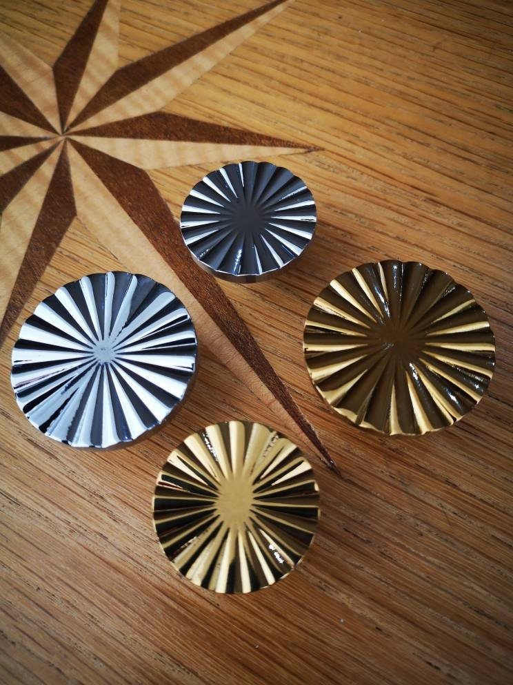 Super Shiny Gold or Silver Sun Ray inspired art deco design Cabinet Pull/semi circle door handle /round drawer knob/ chrome handle/IKEA hack