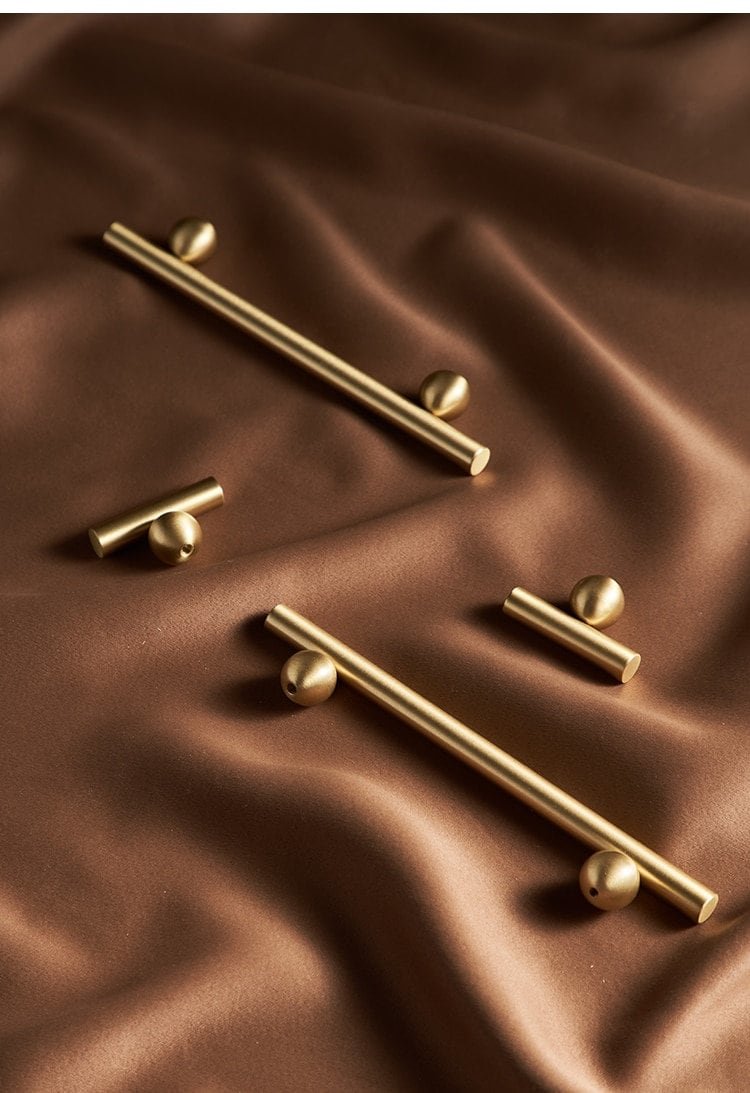 Gold brass bar and ball cabinet handle/gold furniture hardware/solid brass drawer pulls/gold kitchen hardware/solid brass door handle/