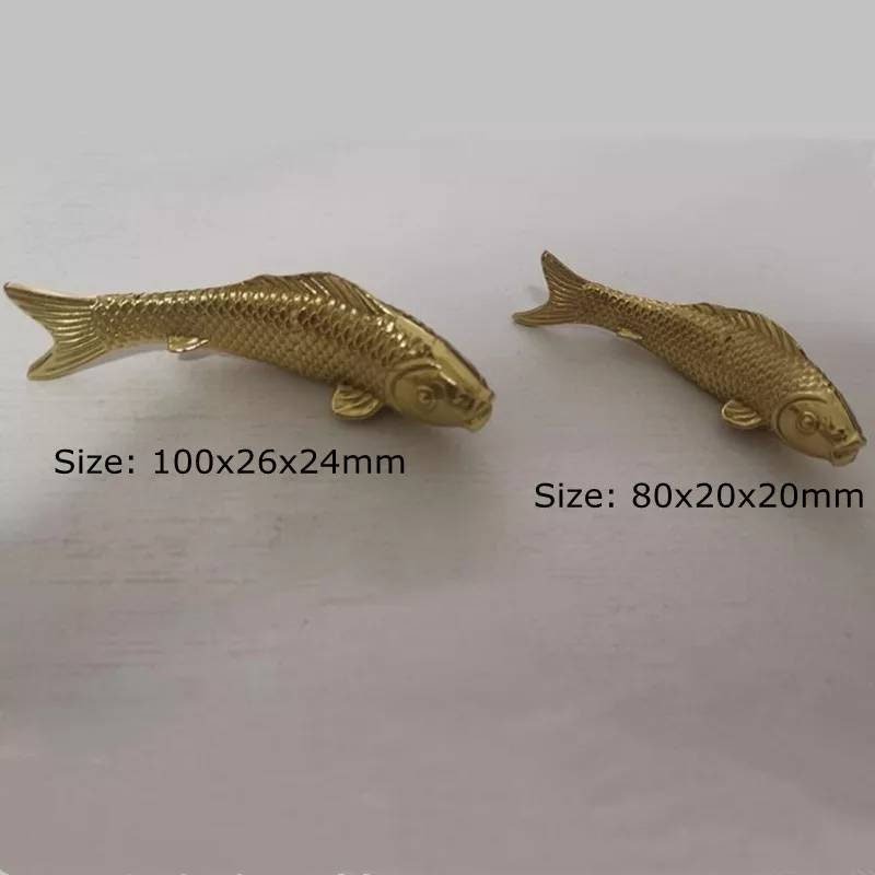 gold brass fish design Cabinet Pulls/koi carp drawer handle/gold fish Door Handle/home improvement/metal cabinet handle/gold drawer pull