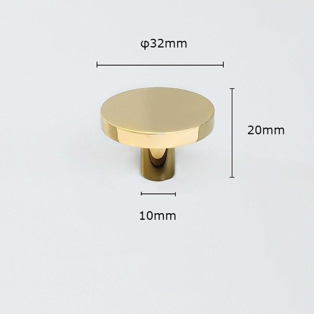 Round shiny gold brass cabinet handle/button shaped shiny gold cabinet pull/classic shiny gold door knob/gold furniture hardware/IKEA hack