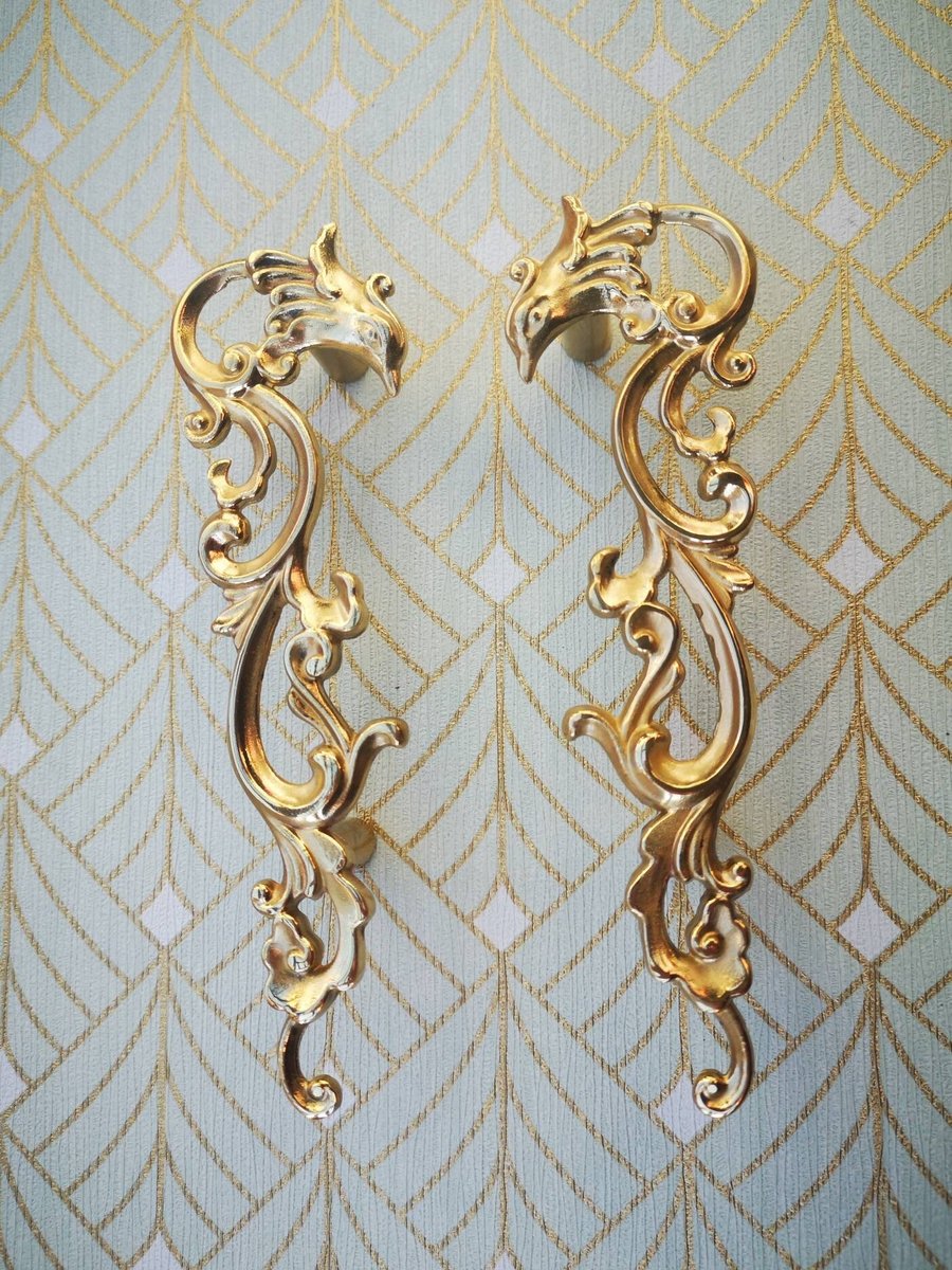 Phoenix and smoke design cabinet handle/solid gold brass oriental design drawer pull/Gold wardrobe door handle/phoenix rising door handle