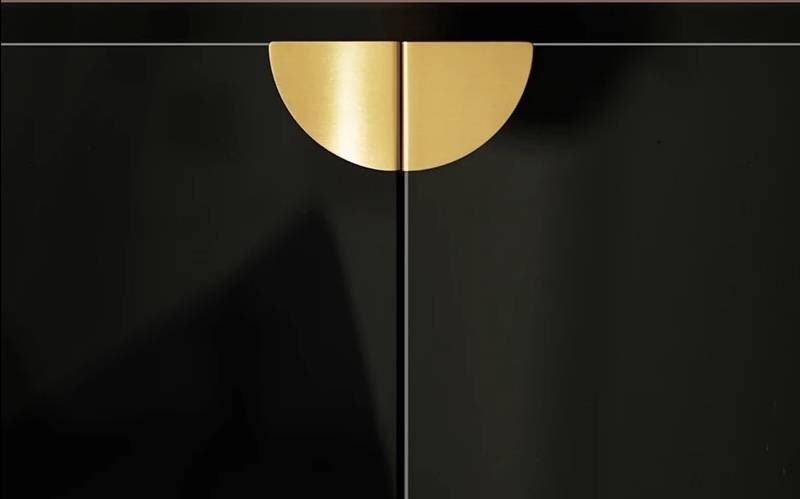 Flush fitting gold brass semi circle drawer handle/gold geometric cabinet pull/gold demi lune door handle/gold furniture hardware/gold pull