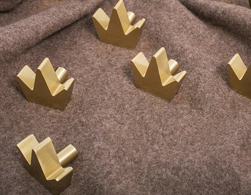 Solid brass crown shaped cabinet pull/Royal gold crown door handle/Princess themed drawer knob/Brass furniture hardware/King or Queen crown