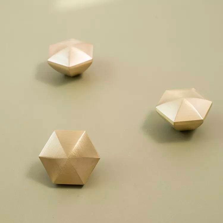 Gold brass hexagonal pyramid drawer pull/geometric cabinet handle/gold furniture hardware/hexagonal door knob/furniture renovation handle