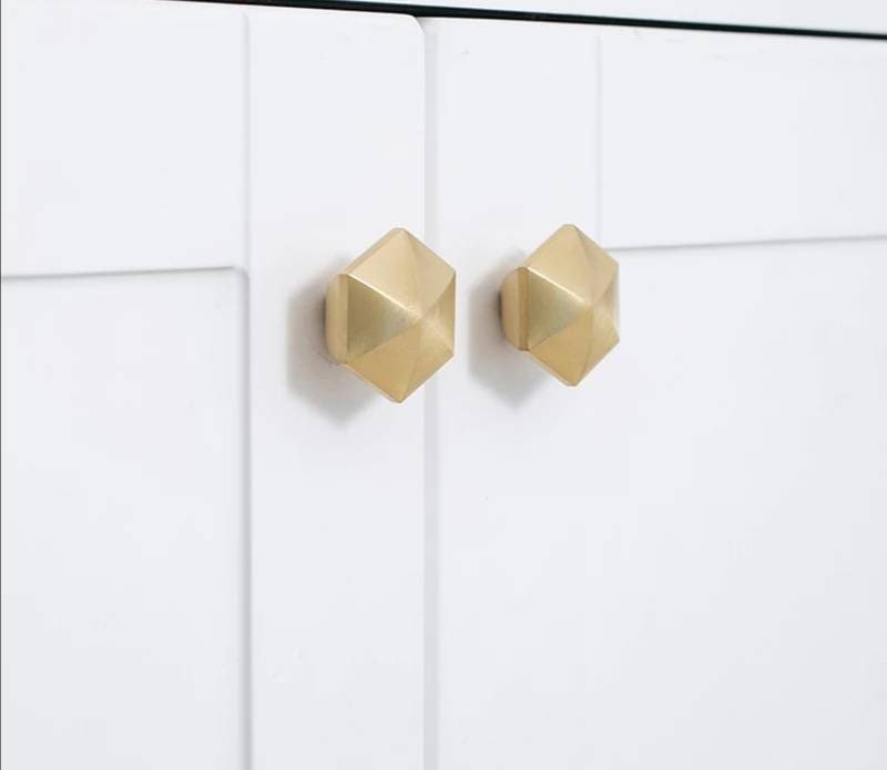 Gold brass hexagonal pyramid drawer pull/geometric cabinet handle/gold furniture hardware/hexagonal door knob/furniture renovation handle