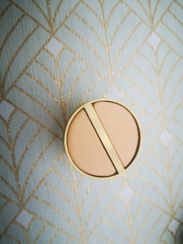 Neutral colour leather insert split circle design cabinet handle/leather door handle/geometric drawer pull/gold furniture hardware/door knob