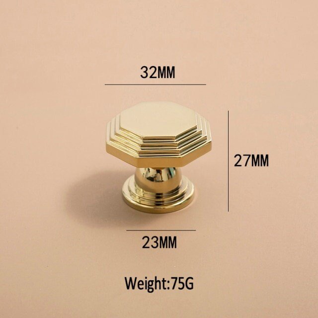 Vintage octagonal design shiny gold drawer pull/Classic gold curved cabinet handle/Shiny Gold octagon shaped door knob and retro curved pull