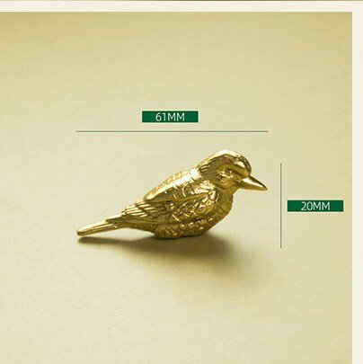Solid Brass Kingfisher Cabinet Pull/Gold Bird shaped Door Handle/Detailed Bird Design Drawer Pull/Unique Brass Furniture Hardware