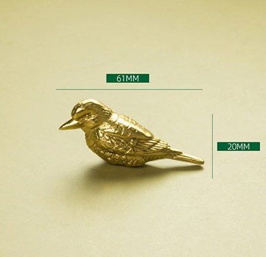Solid Brass Kingfisher Cabinet Pull/Gold Bird shaped Door Handle/Detailed Bird Design Drawer Pull/Unique Brass Furniture Hardware