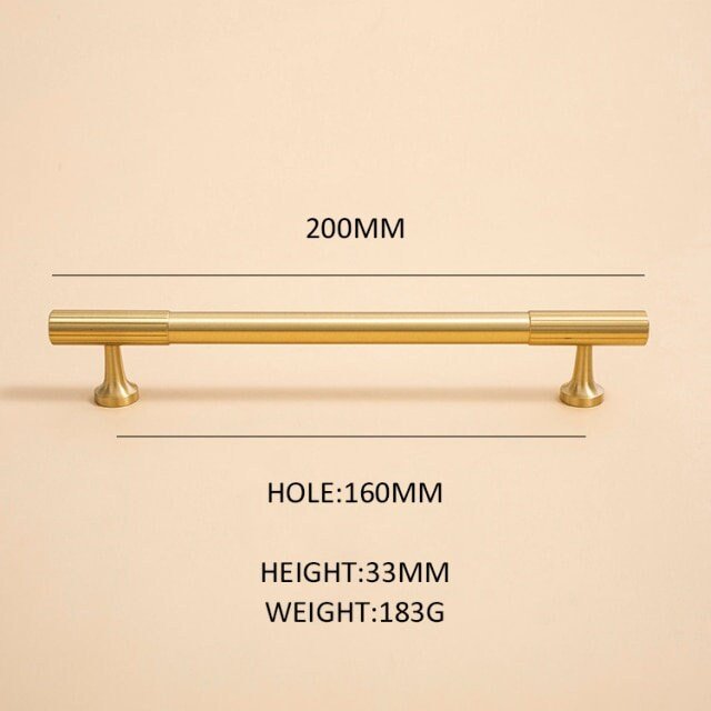 Matte gold brass bar handle/bar handle with a line pattern/brushed metal cabinet handle/home improvement hardware/kitchen cabinet handle