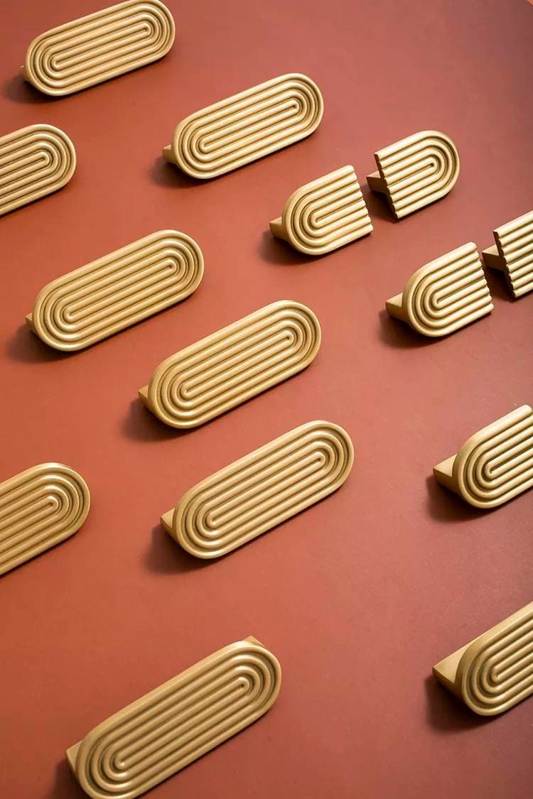 Wide gold retro pattern bar handle/large cabinet pull/big door handle/gold drawer pull/kitchen furniture hardware/mid century modern style