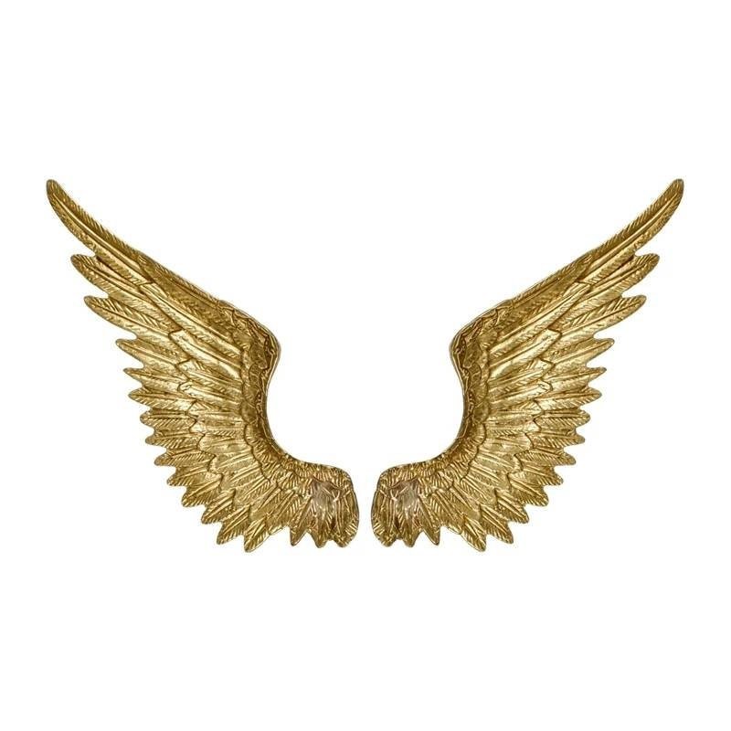 A pair of Large Gold Brass Angel Wing Cabinet Pulls/Feathery wing Door Handles/wardrobe handles/large drawer handle/big statement handles
