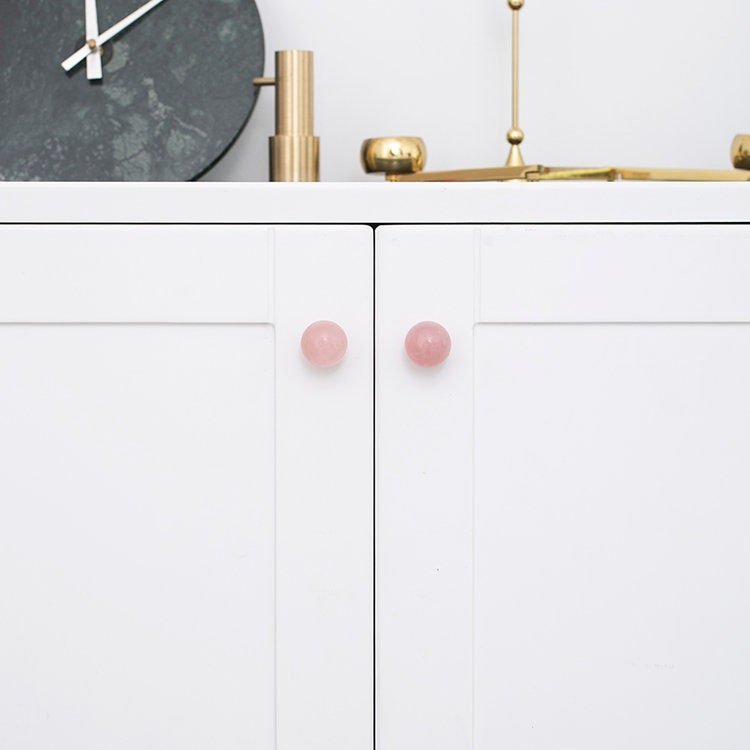 White or rose pink quartz ball handles/ Semi precious stone drawer pull/crystal ball cabinet handles/furniture hardware/gemstone door knob