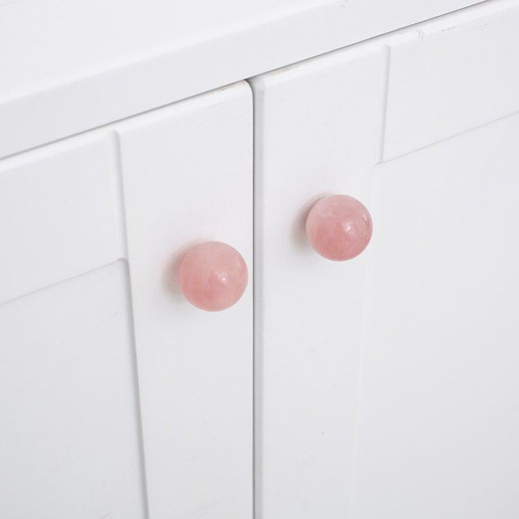 White or rose pink quartz ball handles/ Semi precious stone drawer pull/crystal ball cabinet handles/furniture hardware/gemstone door knob