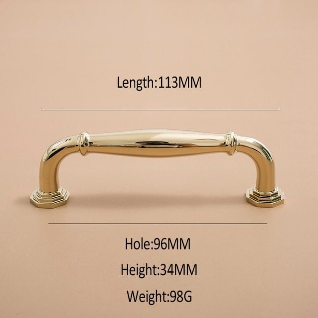 Vintage octagonal design shiny gold drawer pull/Classic gold curved cabinet handle/Shiny Gold octagon shaped door knob and retro curved pull