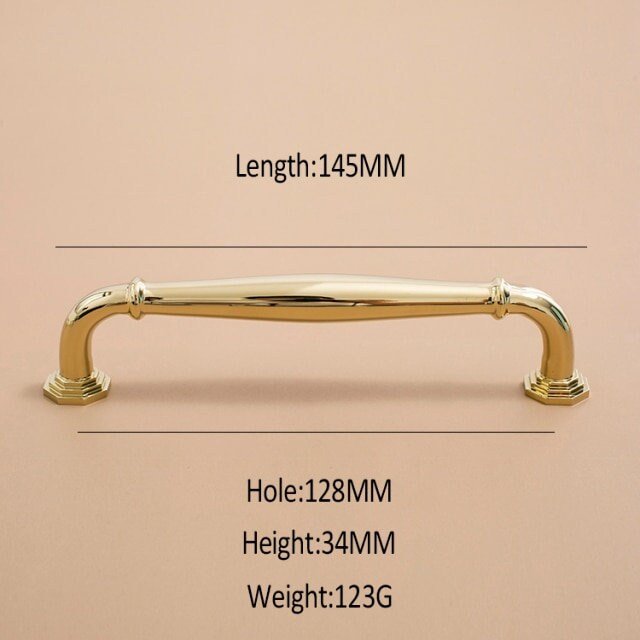 Vintage octagonal design shiny gold drawer pull/Classic gold curved cabinet handle/Shiny Gold octagon shaped door knob and retro curved pull