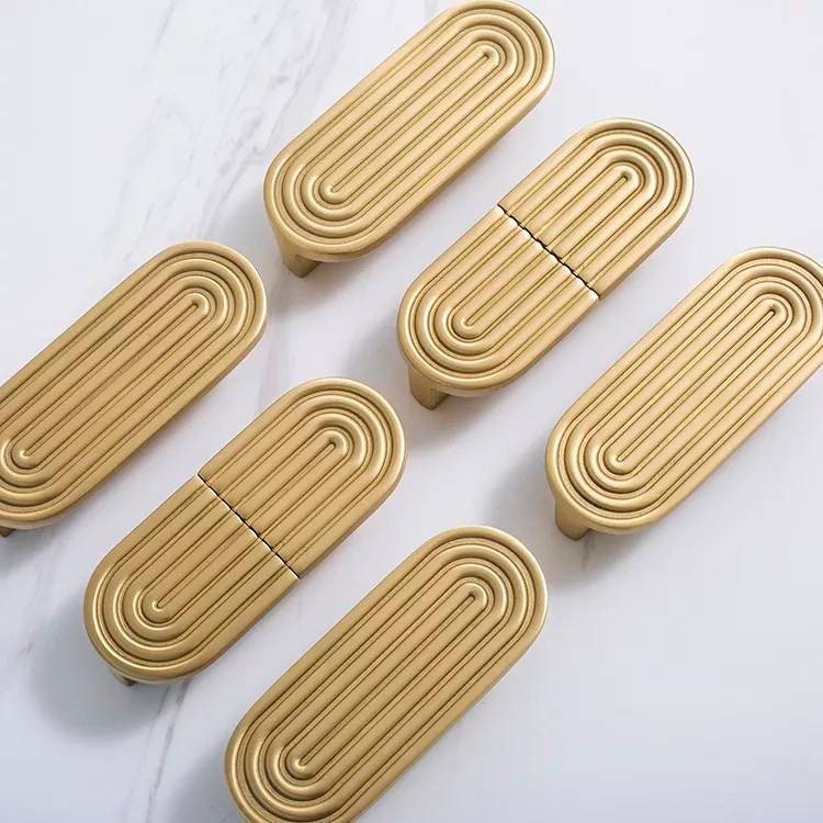 Wide gold retro pattern bar handle/large cabinet pull/big door handle/gold drawer pull/kitchen furniture hardware/mid century modern style