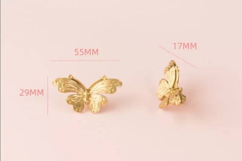 Small gold butterfly cabinet pull/Brass butterfly drawer handle/gold butterfly door knob/gold furniture hardware/children's drawer handle