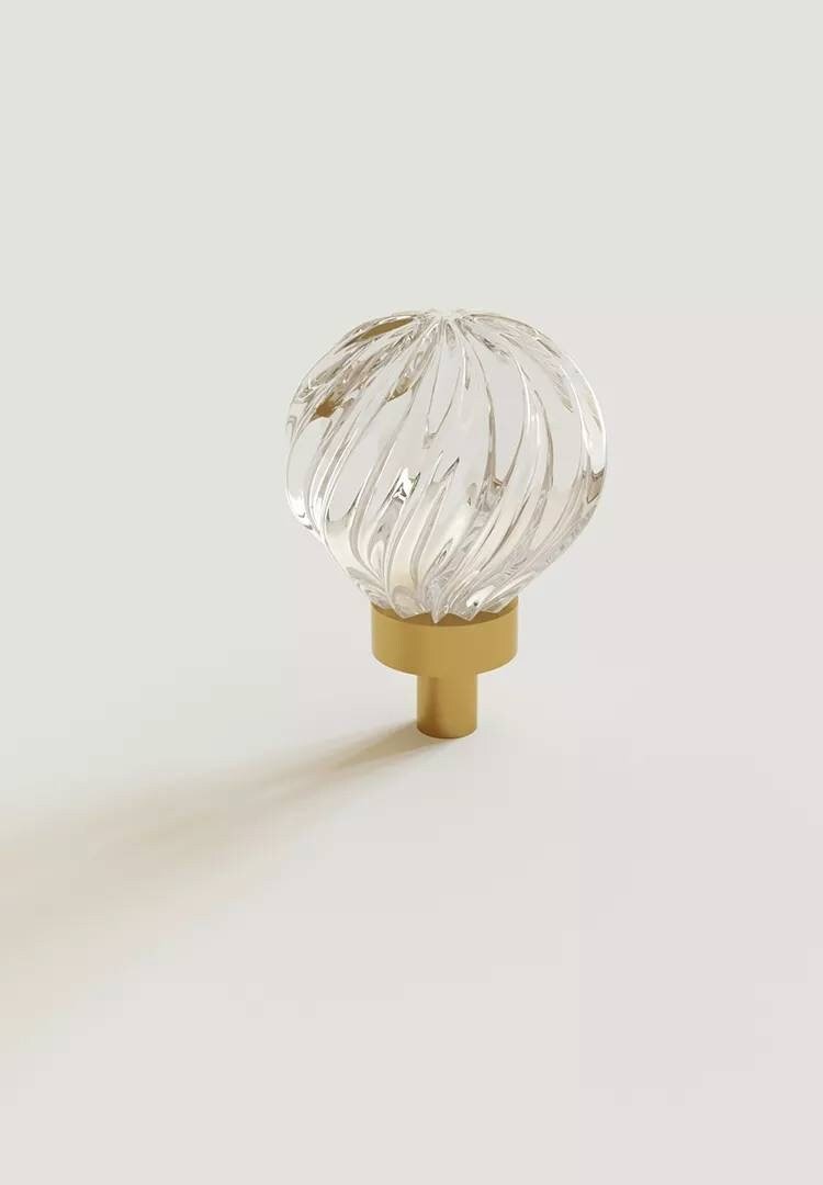 Round pumpkin or balloon shaped lucite cabinet pull/Transparent door knob/Vintage design clear acrylic drawer handle/retro style hardware