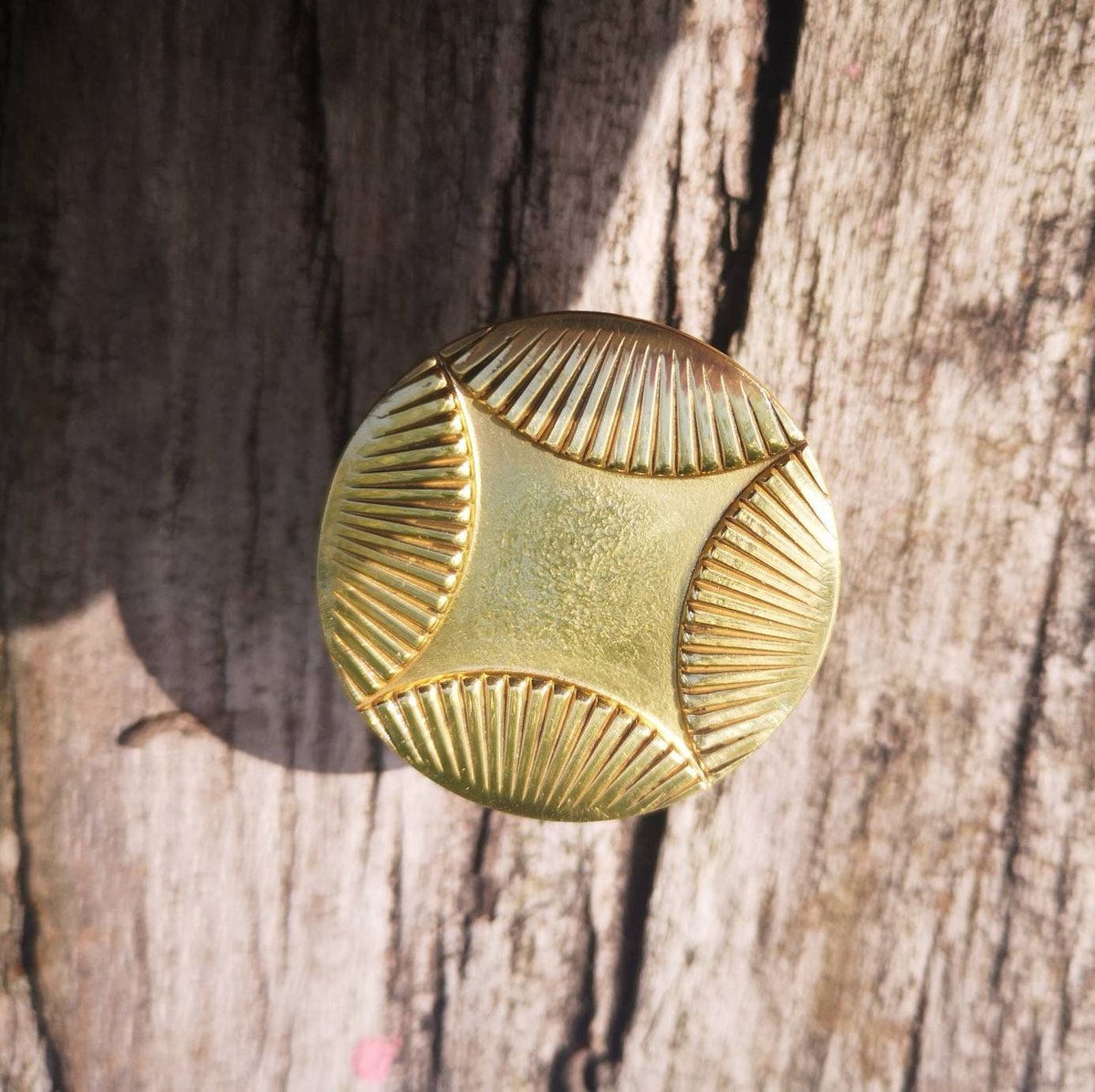Gold geometric art deco door knob/round gold retro cabinet pull/vintage brass door handle/mid century modern drawer handle/button door knob