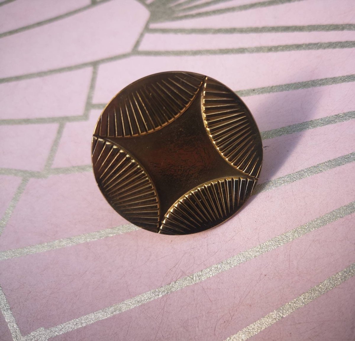 Gold geometric art deco door knob/round gold retro cabinet pull/vintage brass door handle/mid century modern drawer handle/button door knob