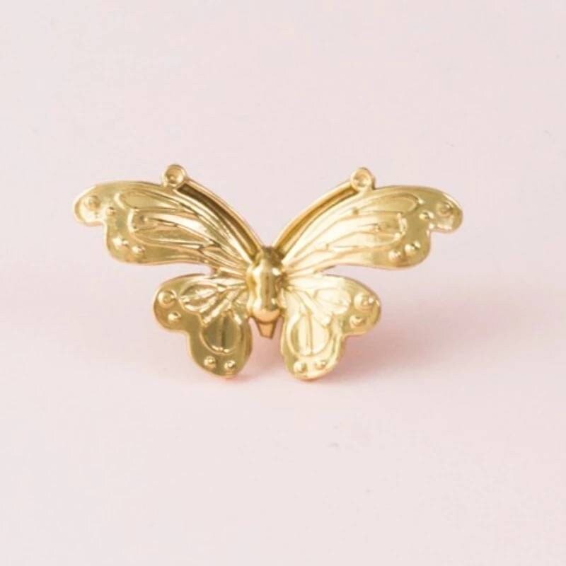 Small gold butterfly cabinet pull/Brass butterfly drawer handle/gold butterfly door knob/gold furniture hardware/children's drawer handle
