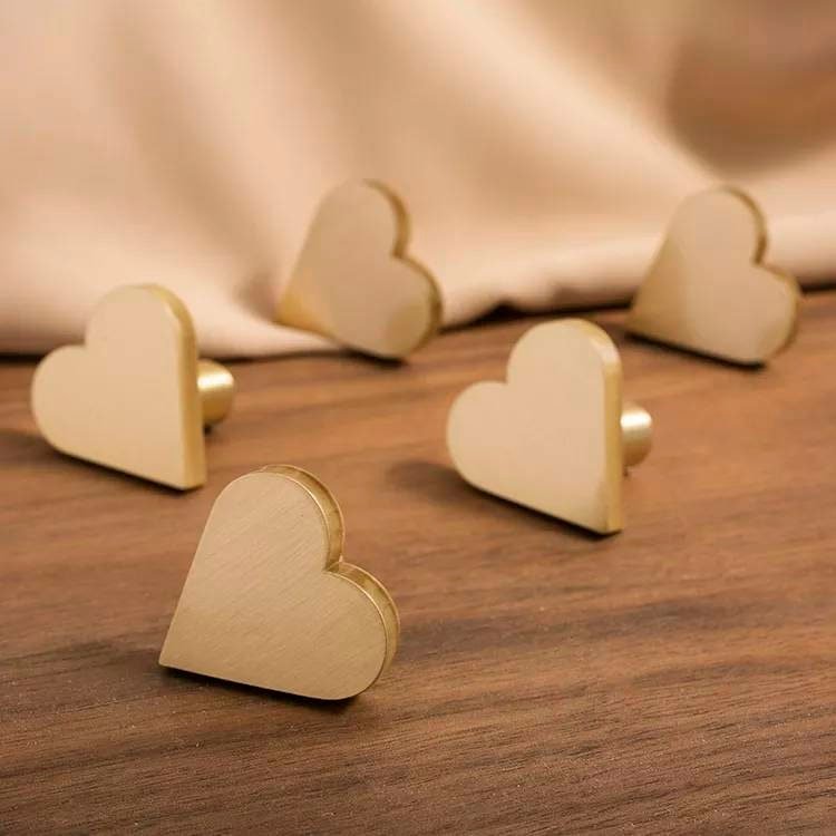 Gold Heart Cabinet Pull/Gold Brass Heart Shaped Door Handle/Heart Door Knob/Brass Furniture Hardware/Love Heart Drawer Handle/Drawer Knob