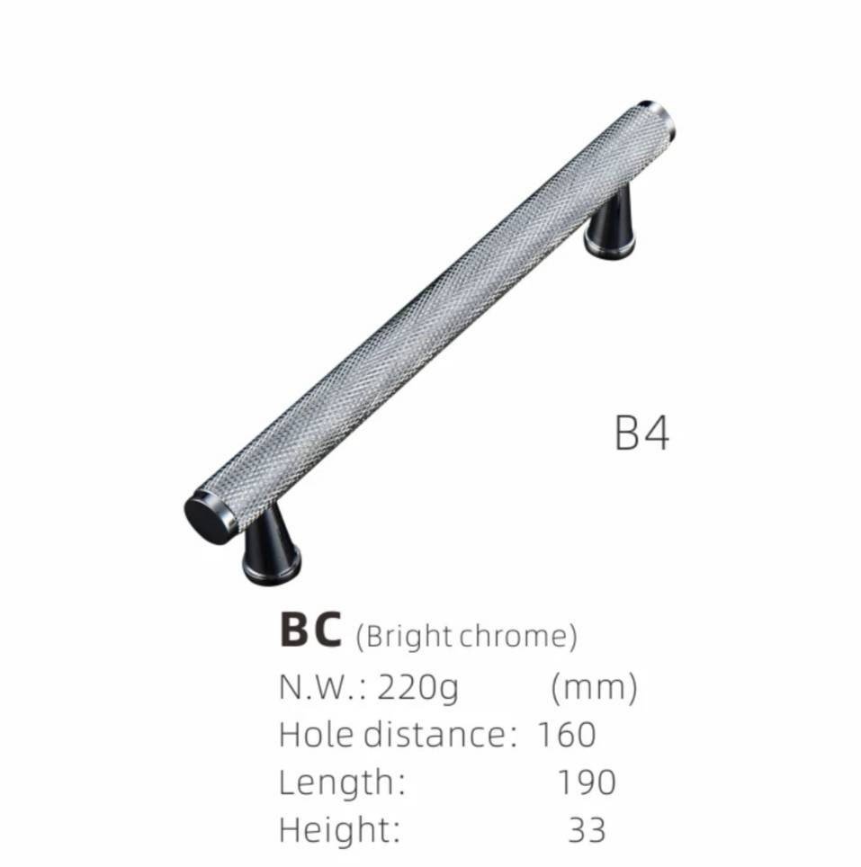 Shiny silver knurled texture cabinet bar handle/Chrome silver kitchen hardware/Grip textured silver drawer pull/Silver furniture hardware