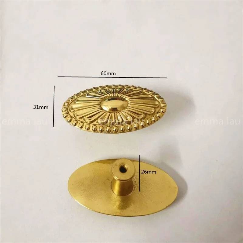 Gold ornate design cabinet handle/Solid brass oval drawer pull/Victorian style oval door handle/Antique style door knob/Gold brass hardware