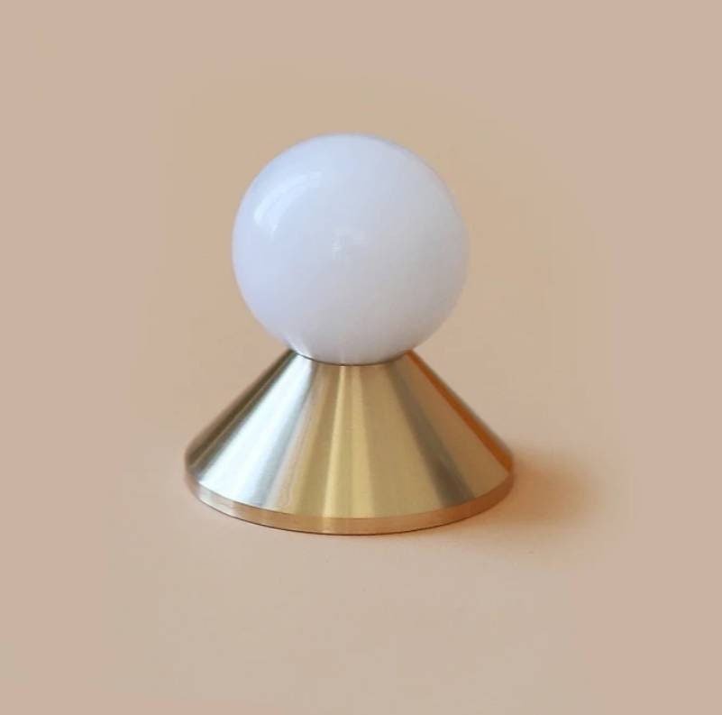 Colourful retro style semi precious stone and brass drawer pull/geometric cabinet handle/mid century modern style knob/bright coloured pull